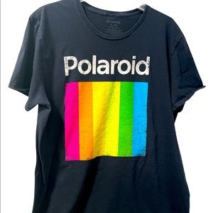 Mens Retro Polaroid OT-shirt Black Rainbow prism